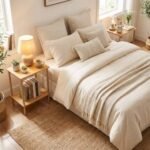 Side Table Set of 2 2-Tier Bamboo End Table with Storage Shelves Rectangular Tea Sofa Table