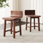 Swivel Dining Chair Set of 2 with Low Back and Curved Seat