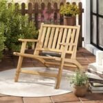 Teak Wood Outdoor Reclining Chair with Comfortable Backrest and Armrests