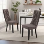 Tufted Dining Chairs Set of 2 with High Backrest and Padded Seat