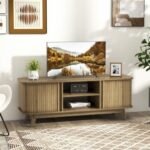 TV Stand for 55-Inch TV Media Console Table with Dual Sliding Doors