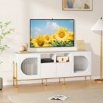 TV Stand for 70 Inch TV with Power Outlets Drawers and Open Shelves