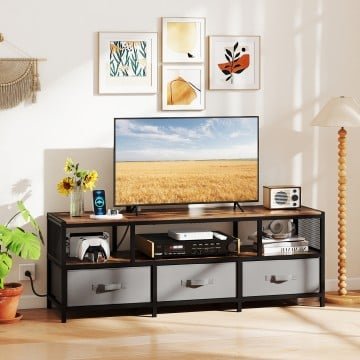 TV Stand for TVs up to 65 Inches with Power Outlets USB Charging