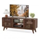 TV Stand for TVs up to 65" with Sliding Doors and Adjustable Shelves for Living Room