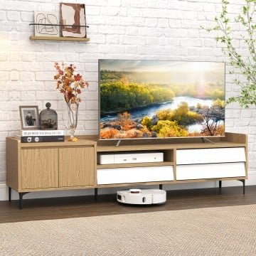 TV Stand for TVs up to 80 Inch Mid Century Modern Entertainment Center with Storage Cabinet