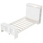 Twin/Full Size Bed Frame with 2 USB Ports with Storage Headboard and Lights