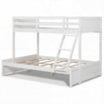 Twin Over Full Bunk Bed with 3-Step Ladder and Full-Length Guardrails