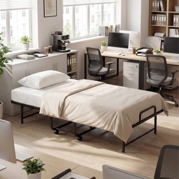 Twin Size Folding Bed with 5-Inch Mattress Rollaway Guest Bed with Memory Foam Mattress