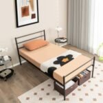 Twin Size Metal Bed Frame Platform with Headboard for Bedroom