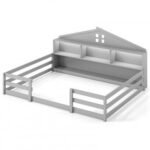 Twin Size Montessori Floor Bed with Storage Compartments and Shelf