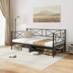 Twin Size Platform Bed with Heavy-duty Metal Slat Support