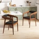 Upholstered Armchairs Set of 2 with Cozy Backrest and Padded Seat Cushion