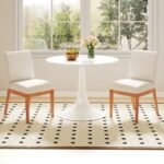 Upholstered Dining Chairs Set of 2 Kitchen Armless Side Chairs with Rubber Wood Legs