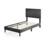 Upholstered Platform Bed with Tufted Headboard and Wooden Slats