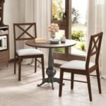 Upholstered Side Dining Chairs Set of 2 with Rubber Wood Frame