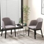 Upholstered Velvet Accent Modern Dining Chairs Set of 2 with Curved Backrests