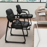 Upholstered Waiting Room Chair with Armrest and Ergonomic Backrest