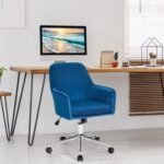 Velvet Desk Chair with Adjustable Swivel and Removable Cushion
