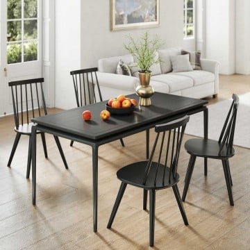 Windsor Dining Chair Set of 4 with Solid Rubber Wood Frame