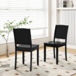 Wood Dining Chair Set of 2 Armless Kitchen Chairs with Rubber Wood Legs