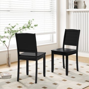 Wood Dining Chair Set of 2 Armless Kitchen Chairs with Rubber Wood Legs