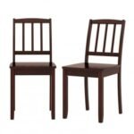 Wood Dining Chair Set of 2 with Rubber Wood Legs