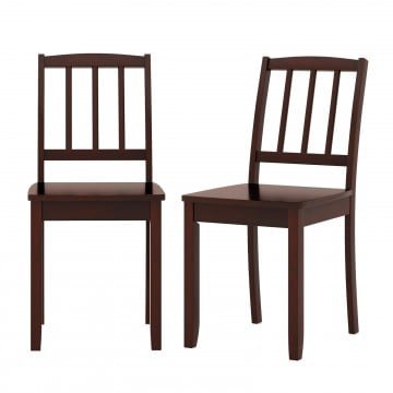 Wood Dining Chair Set of 2 with Rubber Wood Legs