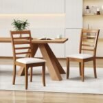 Wooden Dining Chair Set of 2 Modern Upholstered Kitchen Chair
