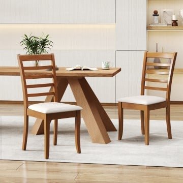 Wooden Dining Chair Set of 2 Modern Upholstered Kitchen Chair