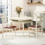 Wooden Dining Chair Set of 2 PU Leather Upholstered Kitchen Armless Chairs