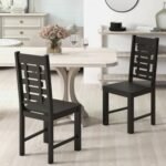 Wooden Dining Chair Set of 2 Solid Rubber Wood Kitchen Chairs
