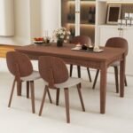 Wooden Dining Chair Set of 2 with Bentwood Frame and Padded Seat