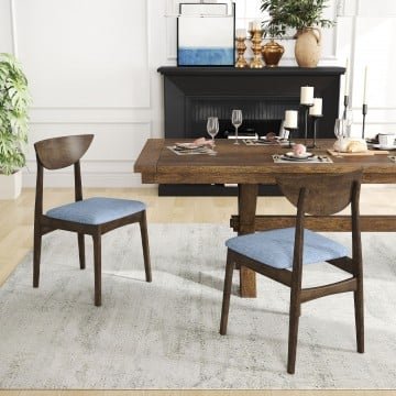 Wooden Dining Chair Set of 2 with Rubber Wood Leg