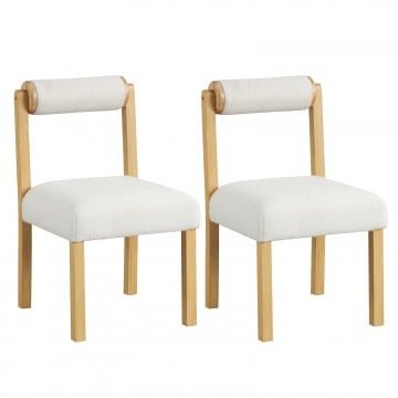 Wooden Dining Chair with Rubber Wood Frame and Cylinder Back Set of 2