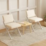 Wooden Dining Chairs of 2 with Rubber Wood Frame and Padded Cushions