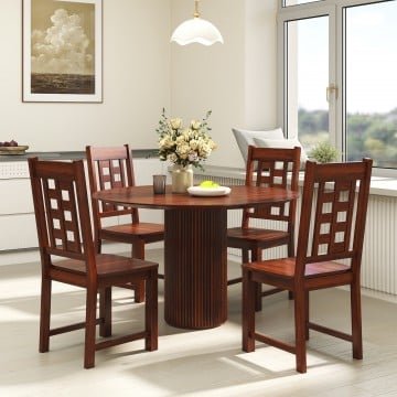 Wooden Dining Chairs Set of 2 Kitchen Chair with Solid Rubber Wood Frame