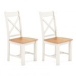 Wooden Dining Chairs Set of 2 with High Back and Rubber Wood Frame