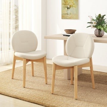 Wooden Dining Chairs Set of 2 with Rubber Wood Legs