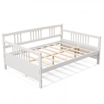 Wooden Full Size Daybed Frame with Guardrails