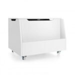 Wooden Mobile Toy Storage Organizer with Bookshelf and Lockable Wheels