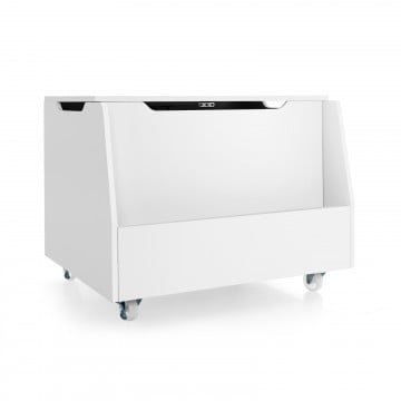 Wooden Mobile Toy Storage Organizer with Bookshelf and Lockable Wheels