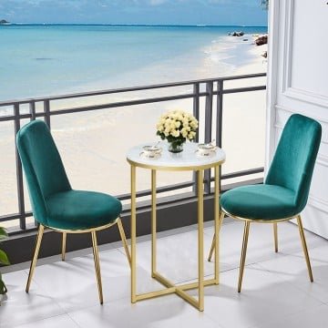 X-Shaped Marble Top Small Round Side Table End Table